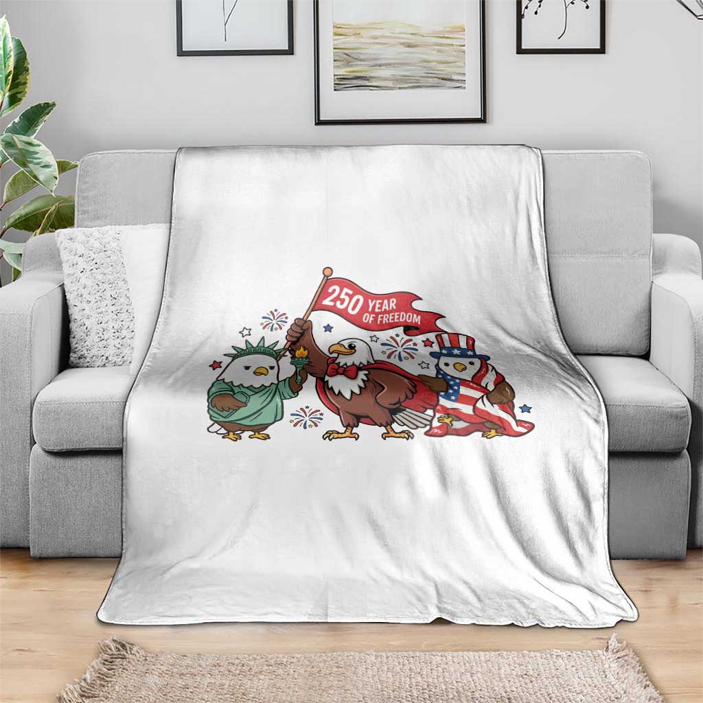 Cute Patriotic Eagle 250 Years Of Freedom Throw Blanket American Pride Gift