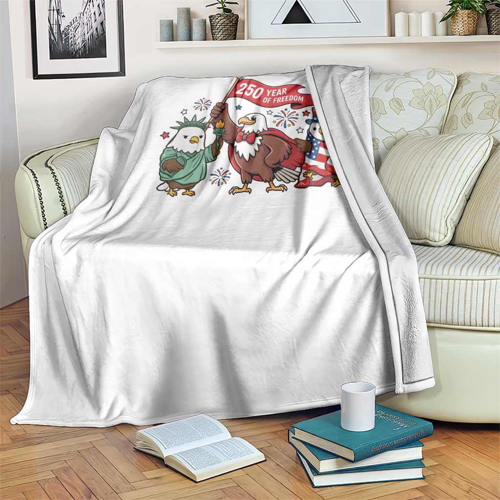 Cute Patriotic Eagle 250 Years Of Freedom Throw Blanket American Pride Gift