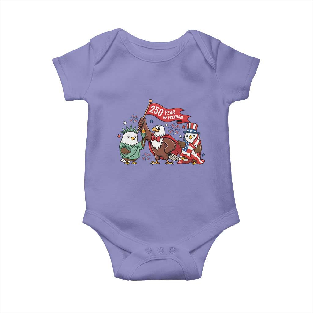 Cute Patriotic Eagle 250 Years Of Freedom Baby Onesie American Pride Gift