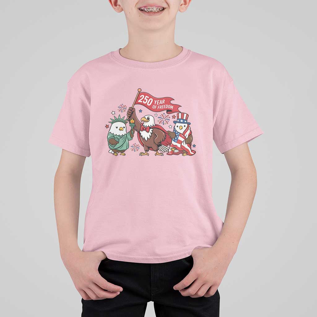 Cute Patriotic Eagle 250 Years Of Freedom T Shirt For Kid American Pride Gift