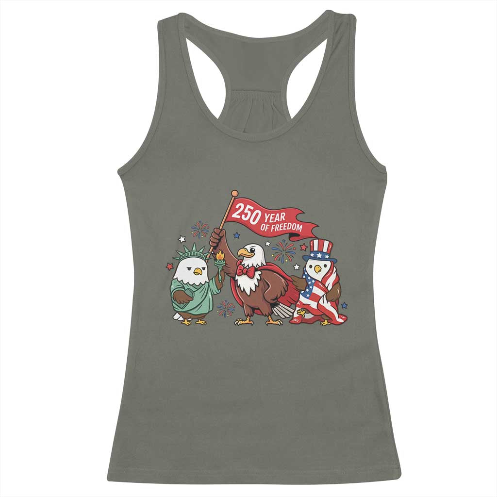 Cute Patriotic Eagle 250 Years Of Freedom Racerback Tank Top American Pride Gift