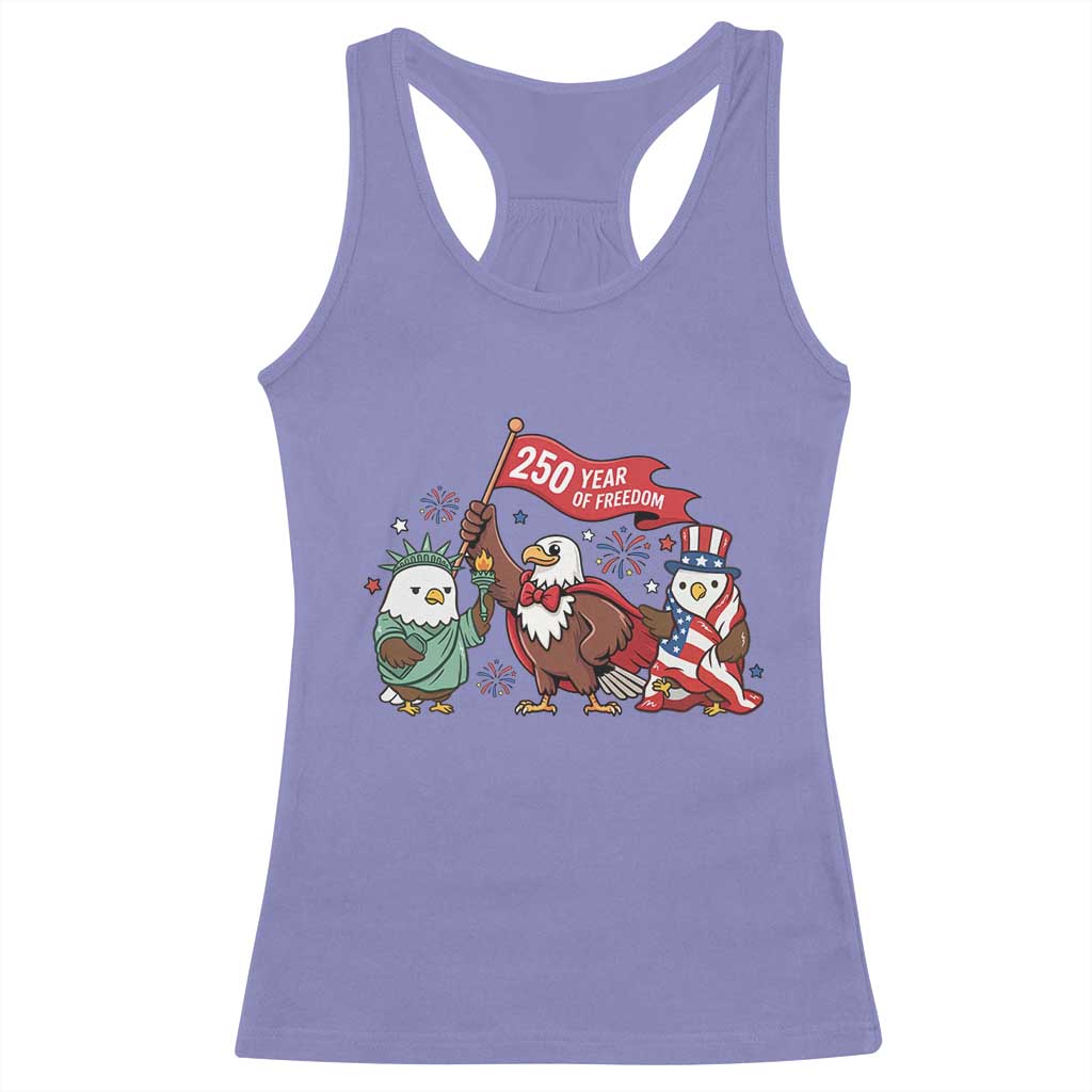 Cute Patriotic Eagle 250 Years Of Freedom Racerback Tank Top American Pride Gift