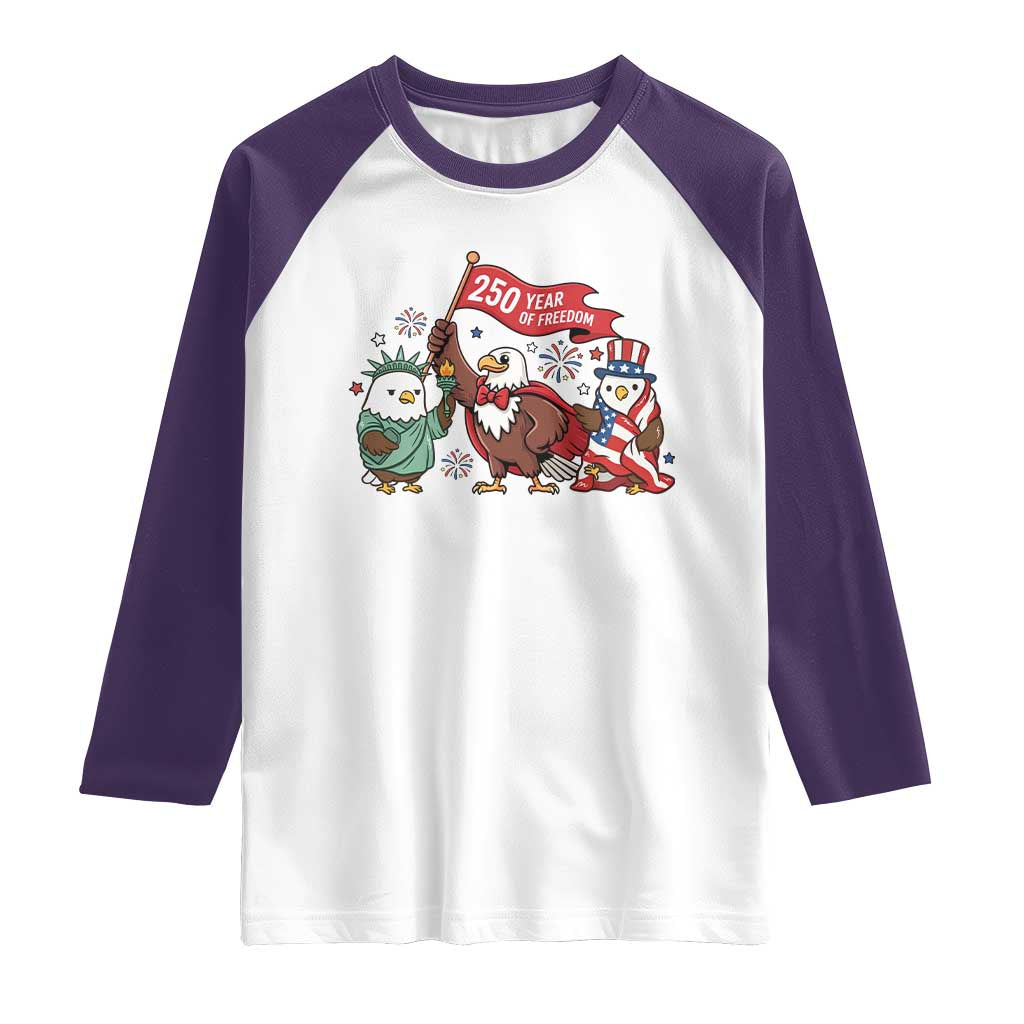 Cute Patriotic Eagle 250 Years Of Freedom Raglan Shirt American Pride Gift