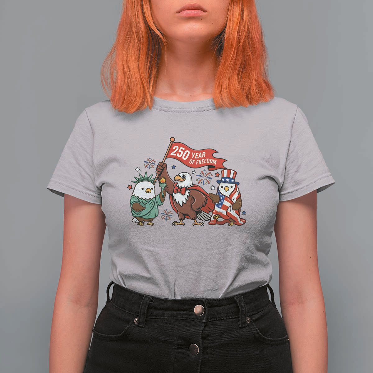 Cute Patriotic Eagle 250 Years Of Freedom T Shirt For Women American Pride Gift