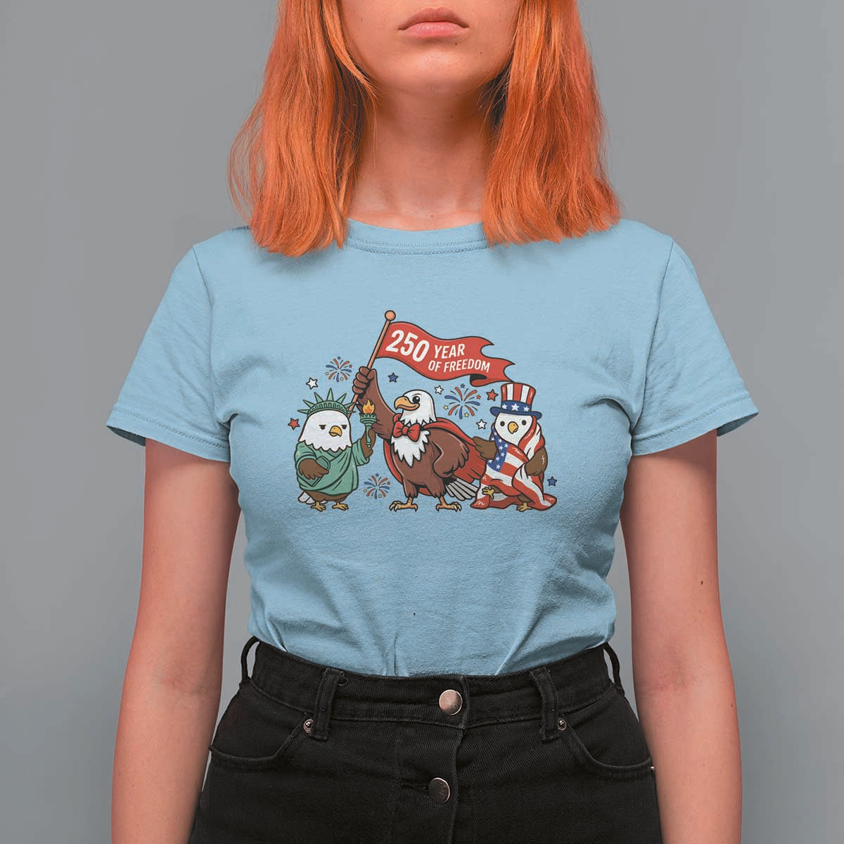 Cute Patriotic Eagle 250 Years Of Freedom T Shirt For Women American Pride Gift