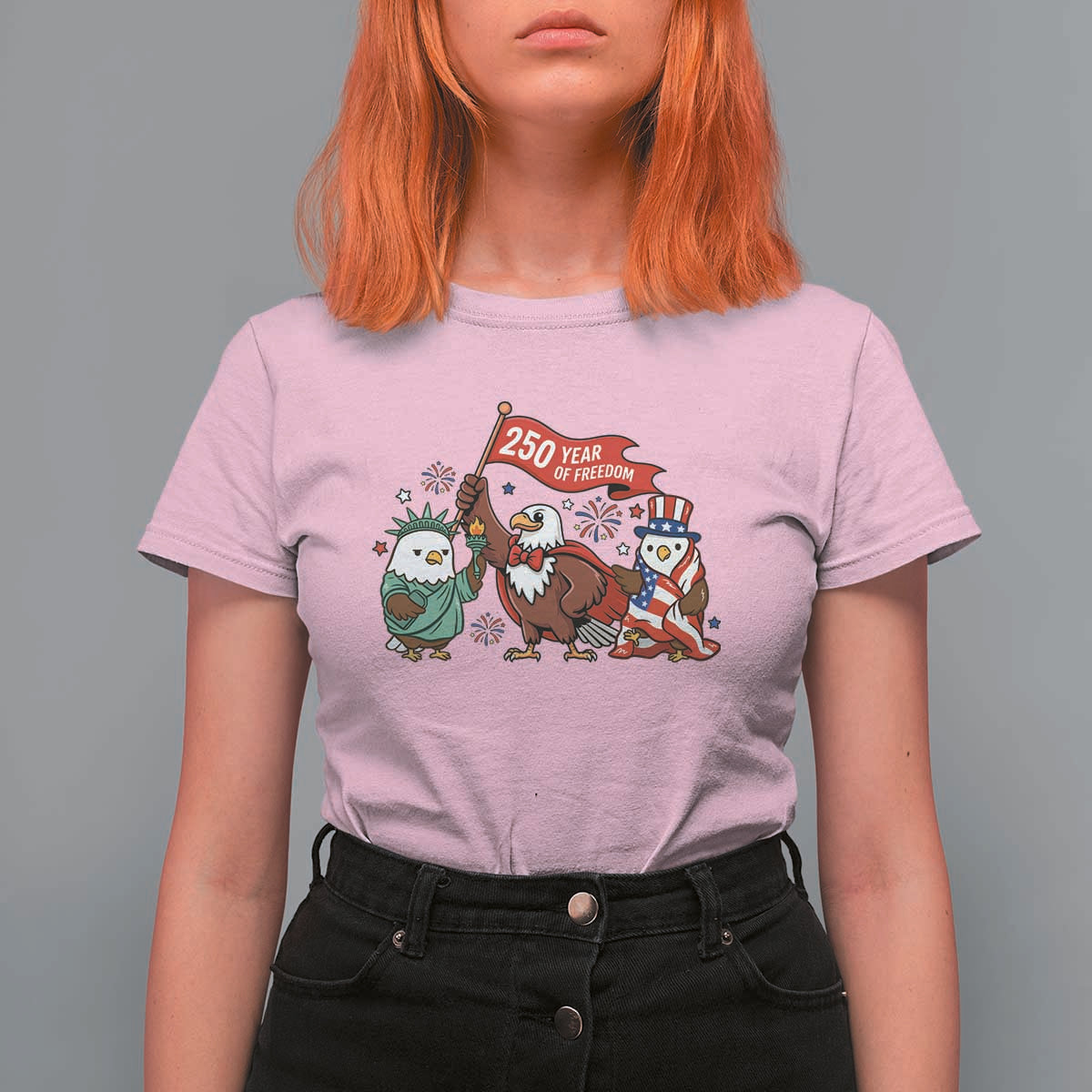 Cute Patriotic Eagle 250 Years Of Freedom T Shirt For Women American Pride Gift