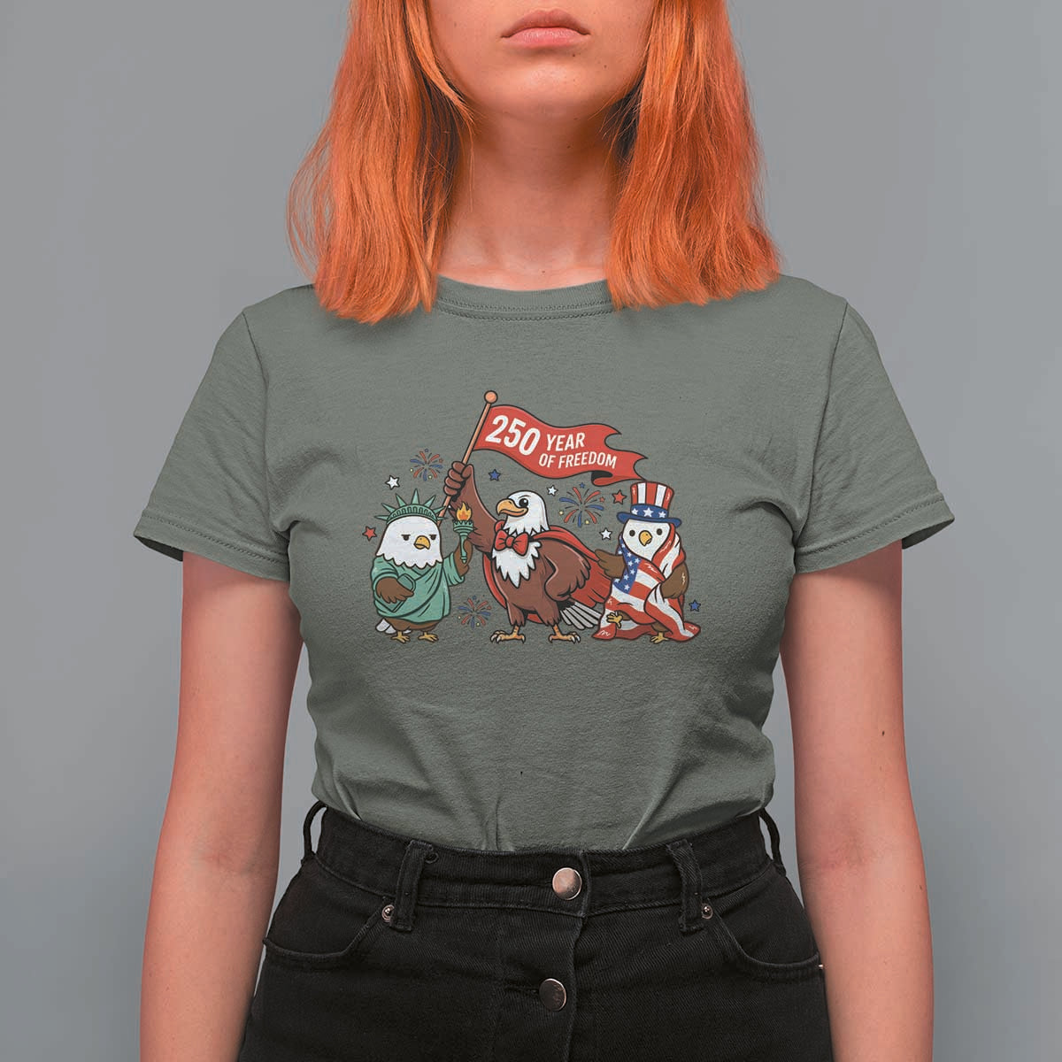 Cute Patriotic Eagle 250 Years Of Freedom T Shirt For Women American Pride Gift