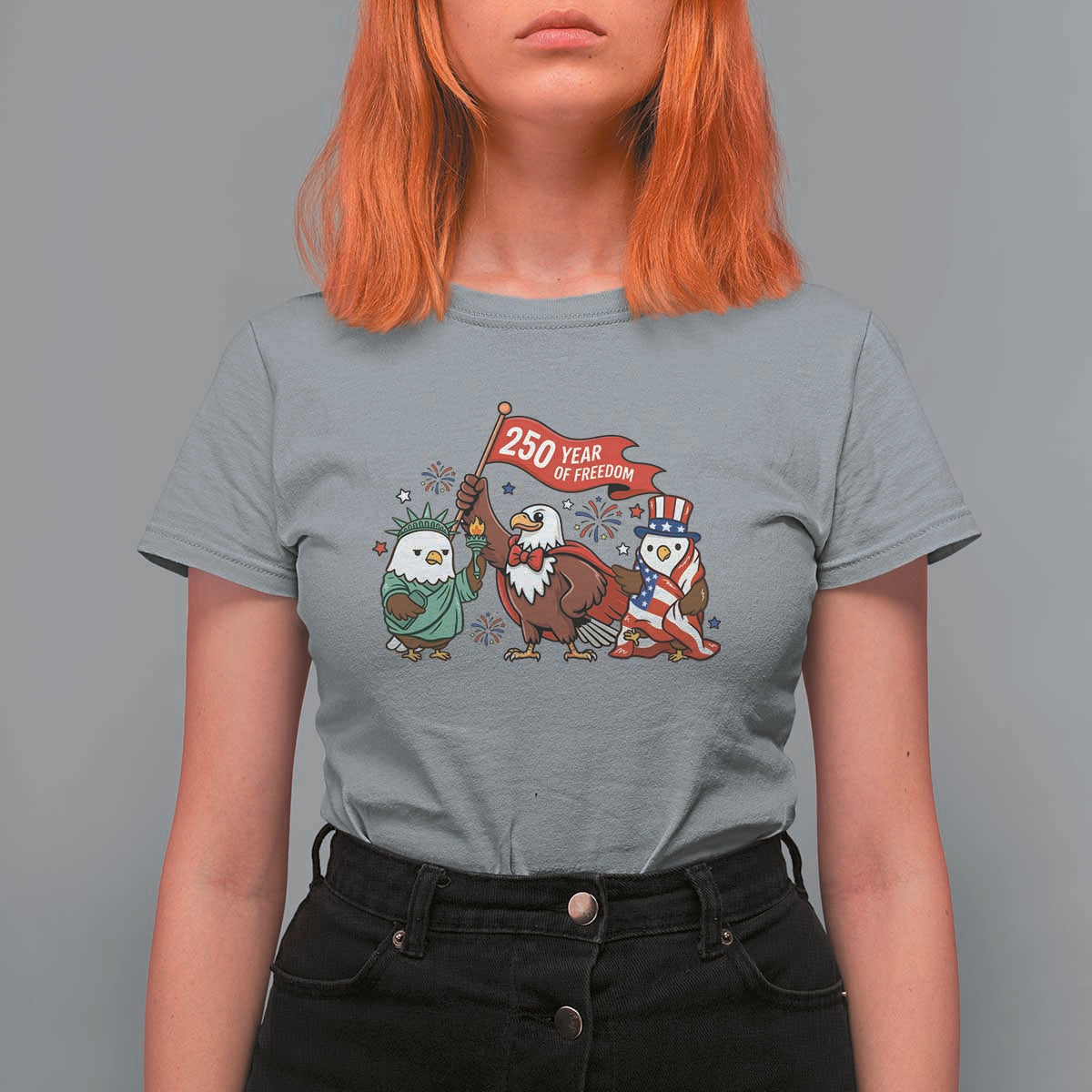 Cute Patriotic Eagle 250 Years Of Freedom T Shirt For Women American Pride Gift