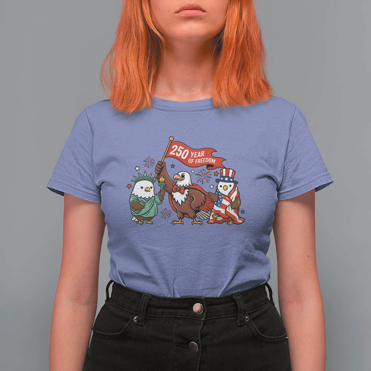 Cute Patriotic Eagle 250 Years Of Freedom T Shirt For Women American Pride Gift
