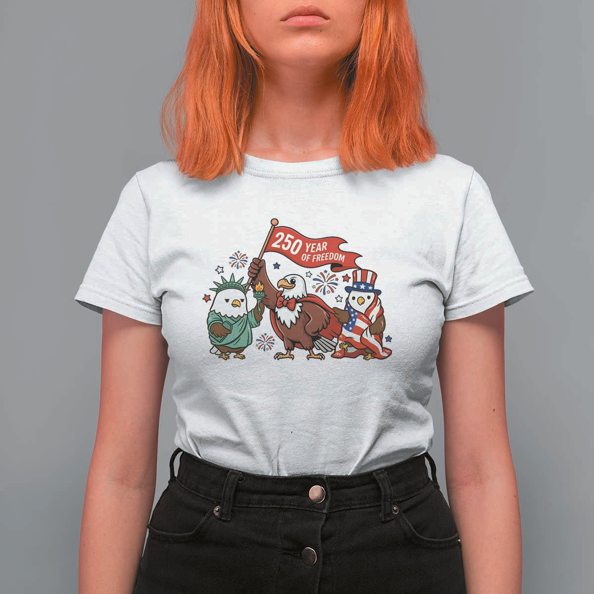 Cute Patriotic Eagle 250 Years Of Freedom T Shirt For Women American Pride Gift
