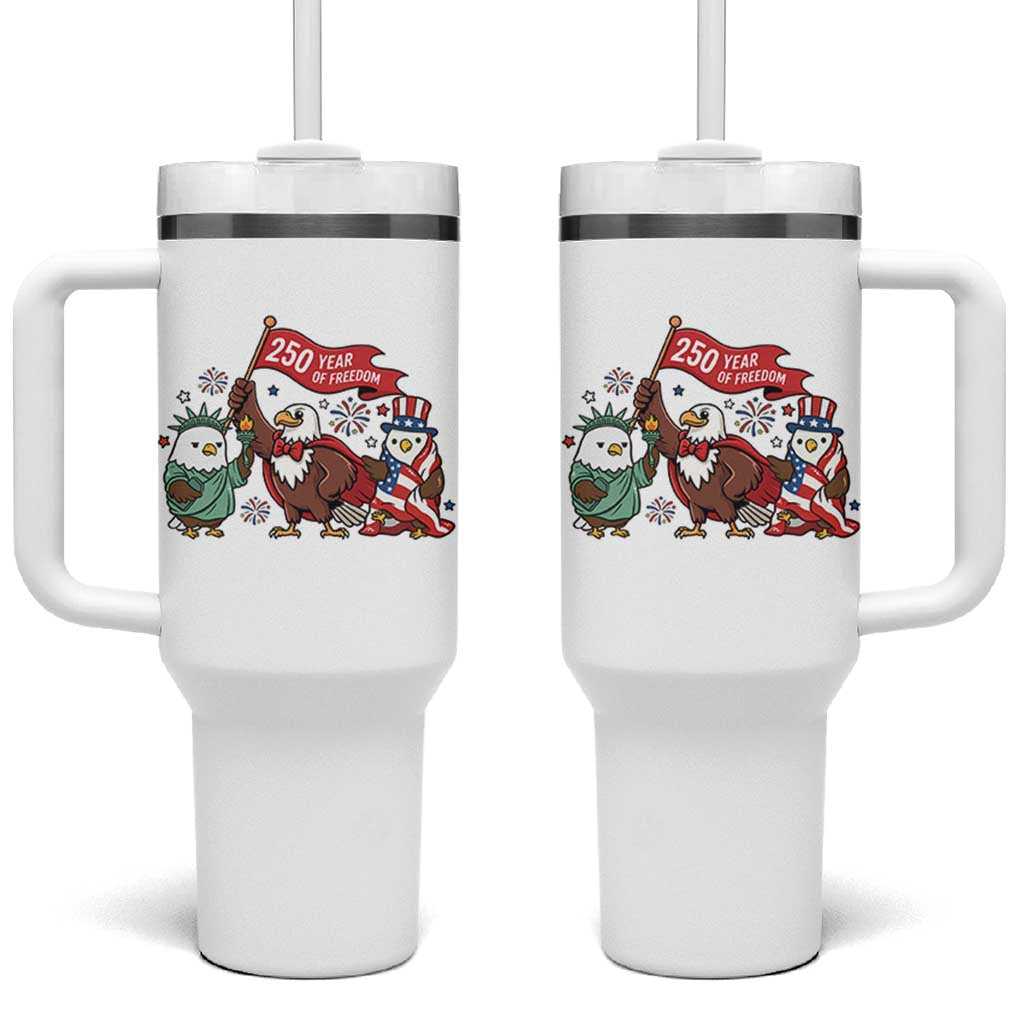 Cute Patriotic Eagle 250 Years Of Freedom Tumbler With Handle American Pride Gift