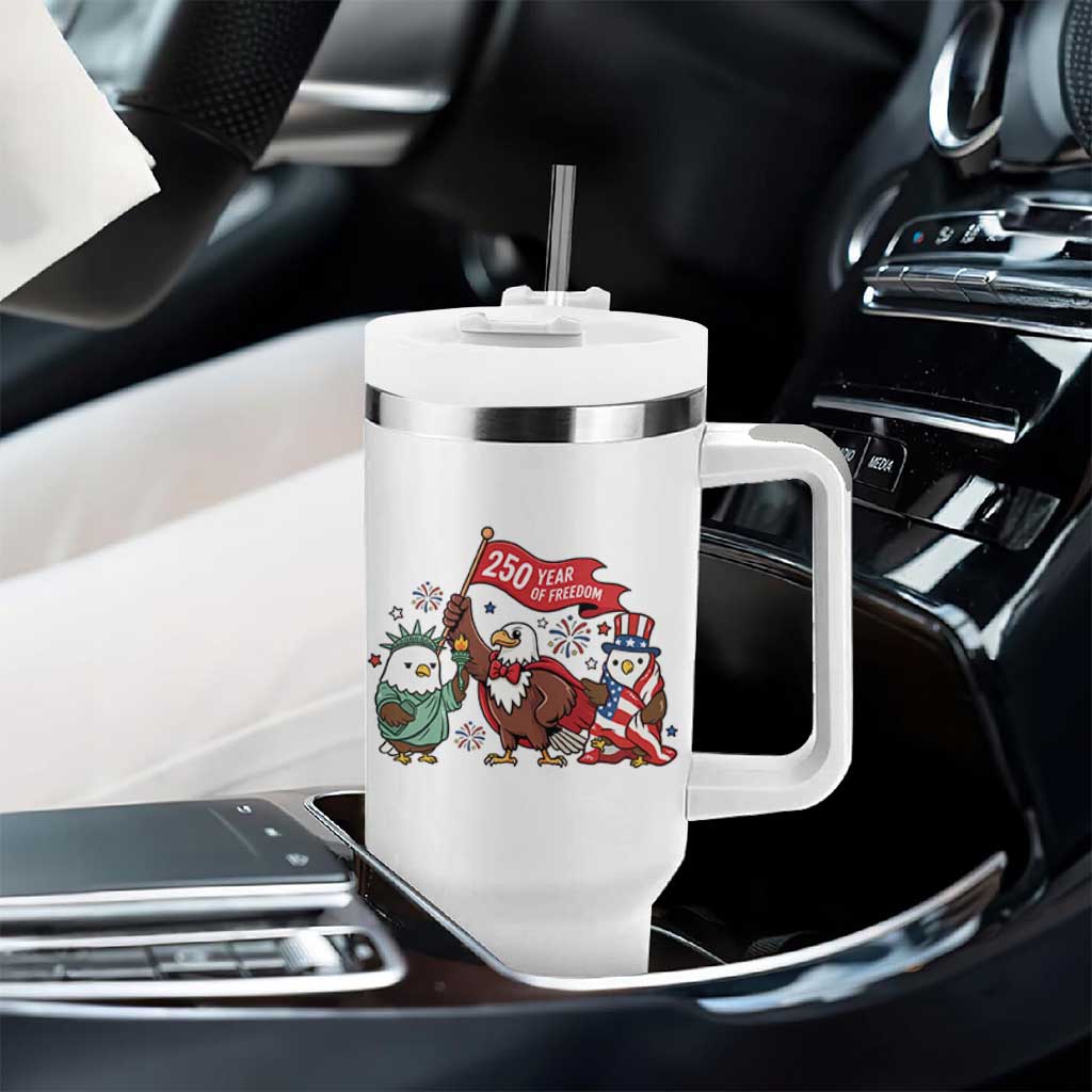 Cute Patriotic Eagle 250 Years Of Freedom Tumbler With Handle American Pride Gift