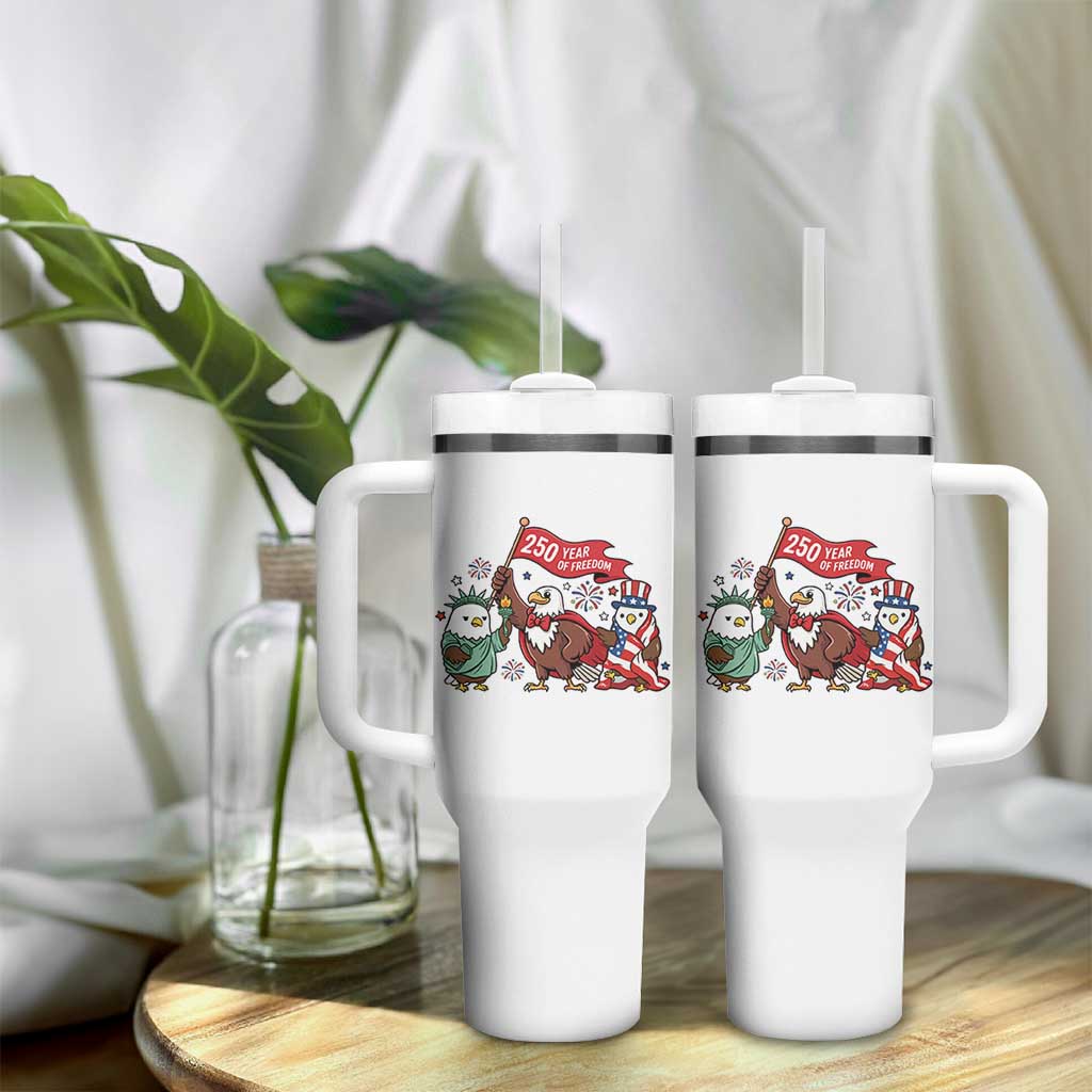 Cute Patriotic Eagle 250 Years Of Freedom Tumbler With Handle American Pride Gift