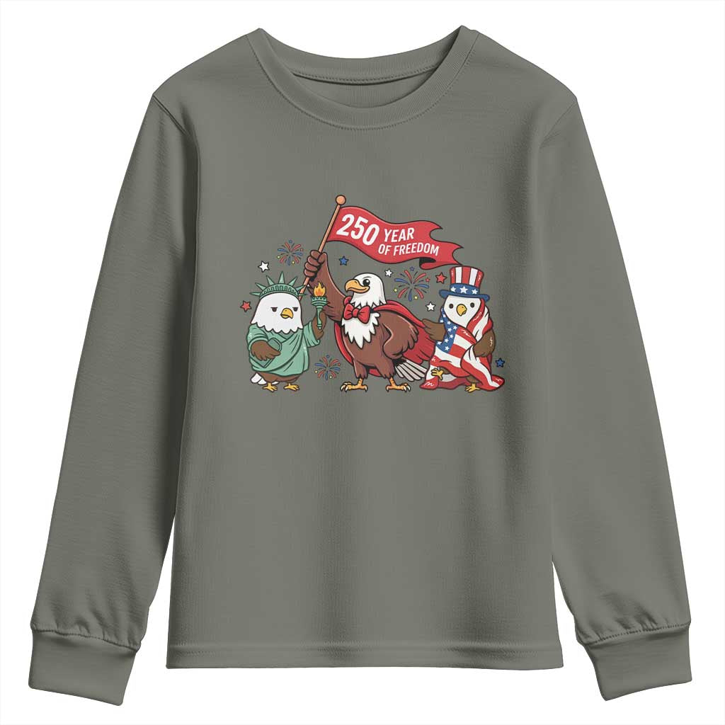 Cute Patriotic Eagle 250 Years Of Freedom Youth Sweatshirt American Pride Gift