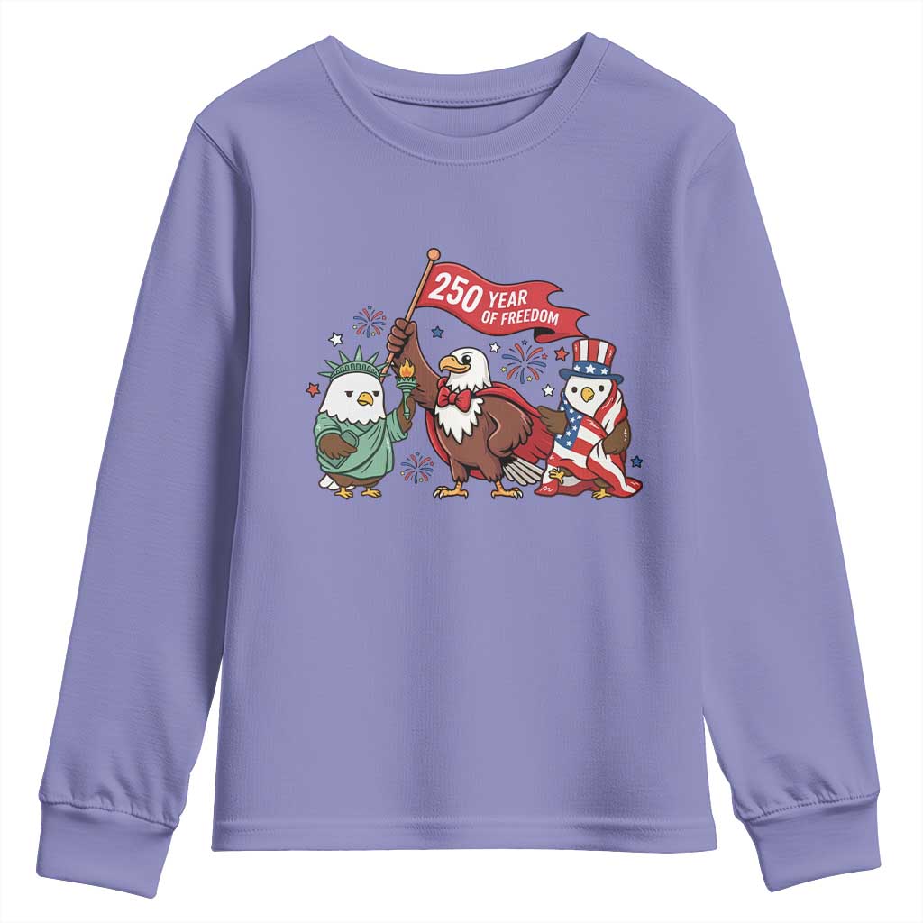 Cute Patriotic Eagle 250 Years Of Freedom Youth Sweatshirt American Pride Gift