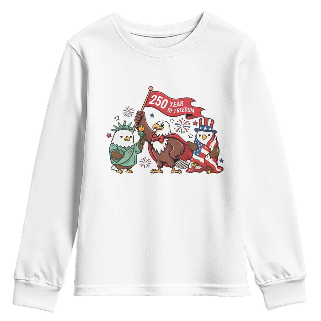 Cute Patriotic Eagle 250 Years Of Freedom Youth Sweatshirt American Pride Gift