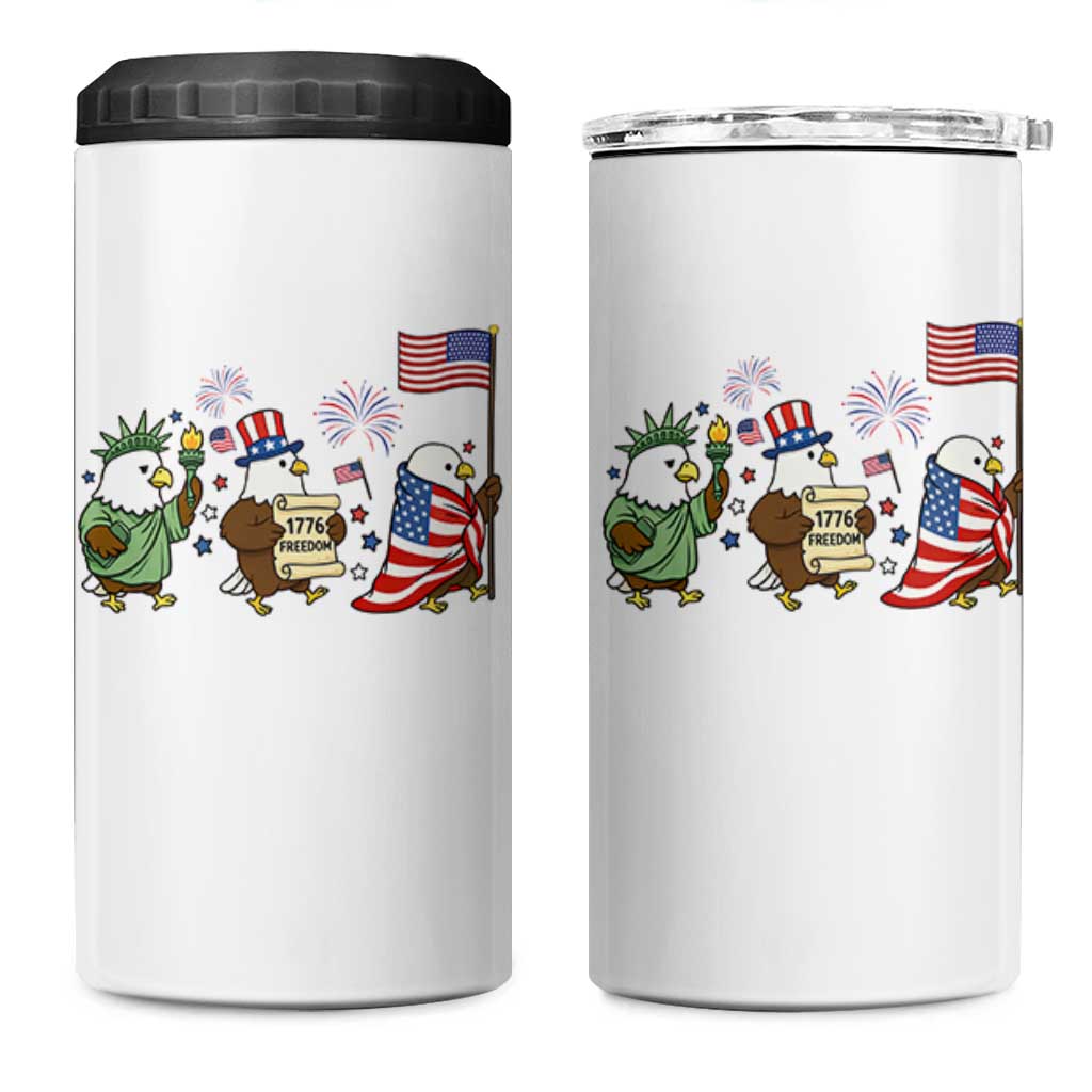 Adorable Patriotic Eagle 250 Years Of Freedom 4 in 1 Can Cooler Tumbler USA Anniversary Gift