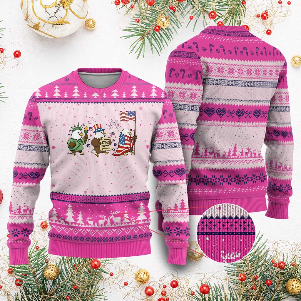 Adorable Patriotic Eagle 250 Years Of Freedom Ugly Christmas Sweater USA Anniversary Gift
