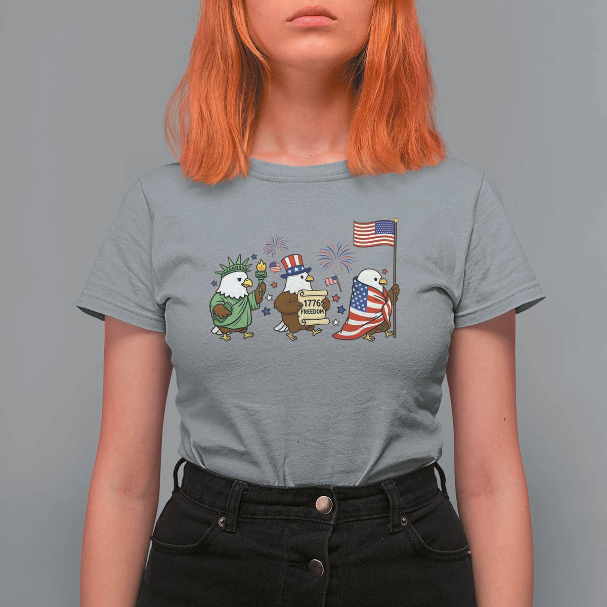 Adorable Patriotic Eagle 250 Years Of Freedom T Shirt For Women USA Anniversary Gift