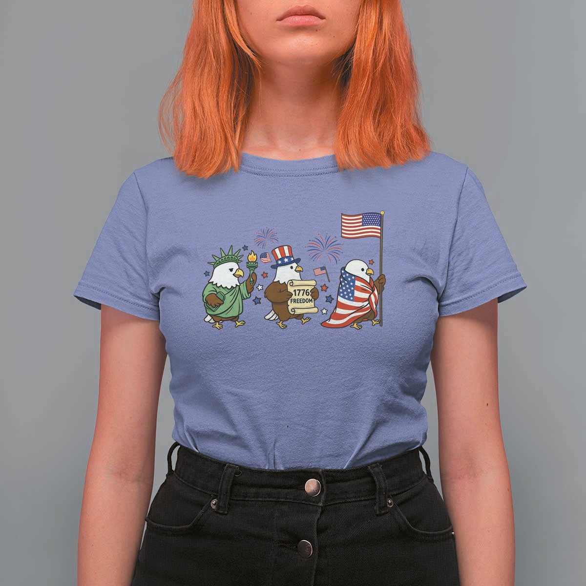 Adorable Patriotic Eagle 250 Years Of Freedom T Shirt For Women USA Anniversary Gift