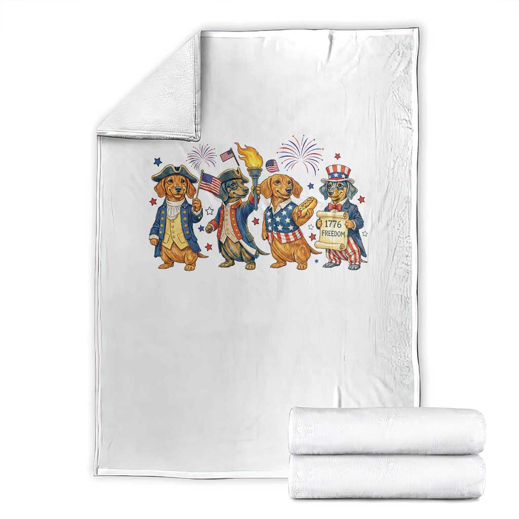 Patriotic Wiener Dog 250th Anniversary Throw Blanket Dachshund Lover Gift