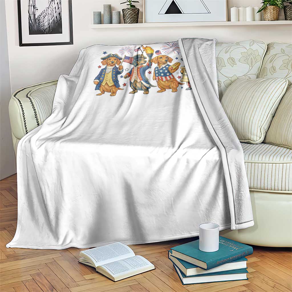 Patriotic Wiener Dog 250th Anniversary Throw Blanket Dachshund Lover Gift