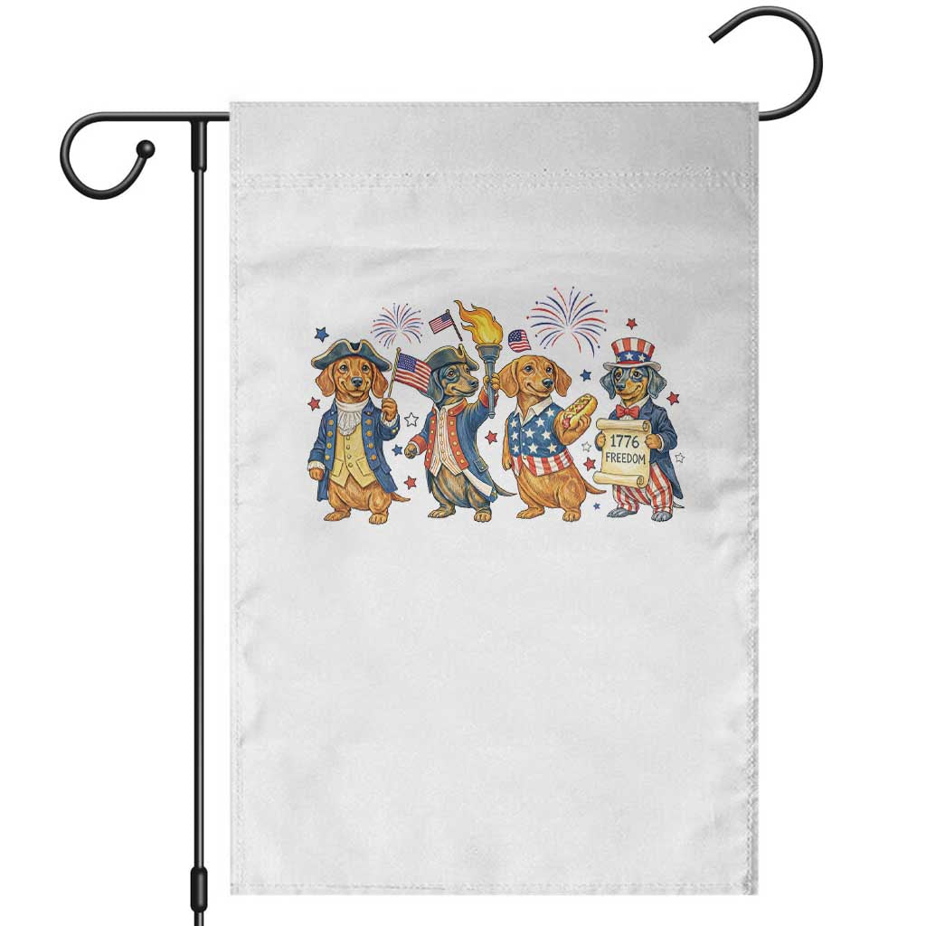 Patriotic Wiener Dog 250th Anniversary Garden Flag Dachshund Lover Gift