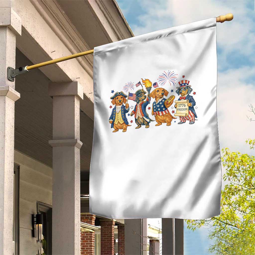 Patriotic Wiener Dog 250th Anniversary Garden Flag Dachshund Lover Gift