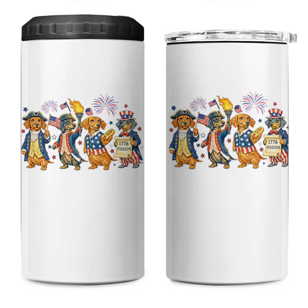 Patriotic Wiener Dog 250th Anniversary 4 in 1 Can Cooler Tumbler Dachshund Lover Gift