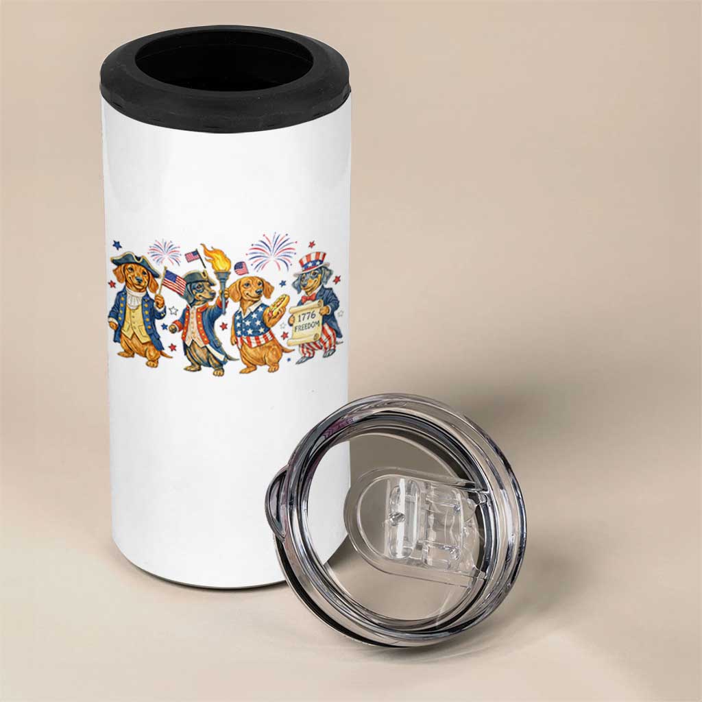 Patriotic Wiener Dog 250th Anniversary 4 in 1 Can Cooler Tumbler Dachshund Lover Gift