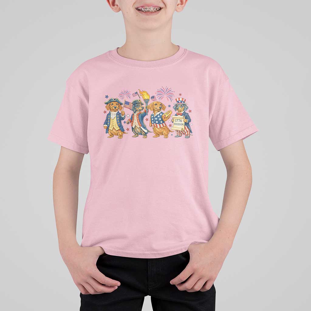Patriotic Wiener Dog 250th Anniversary T Shirt For Kid Dachshund Lover Gift