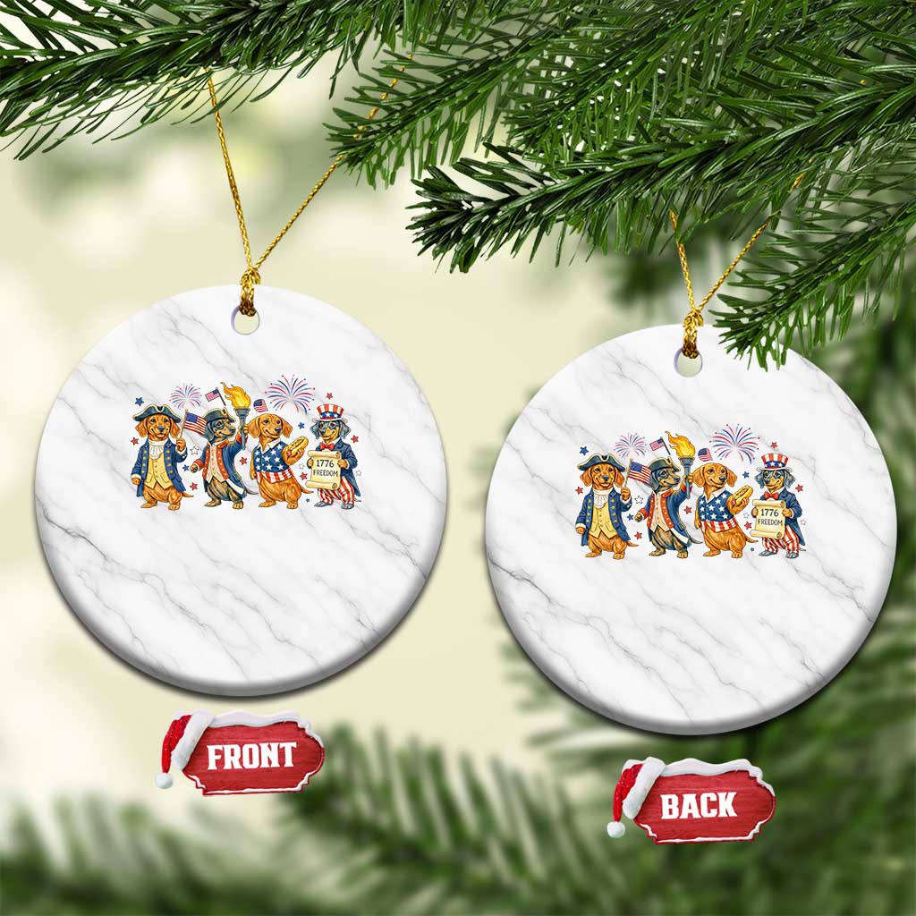 Patriotic Wiener Dog 250th Anniversary Ceramic Ornament Dachshund Lover Gift