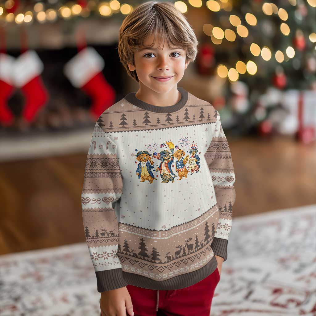 Patriotic Wiener Dog 250th Anniversary Ugly Christmas Sweater Dachshund Lover Gift