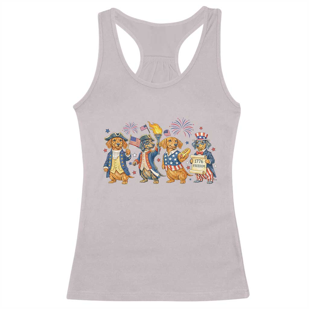 Patriotic Wiener Dog 250th Anniversary Racerback Tank Top Dachshund Lover Gift