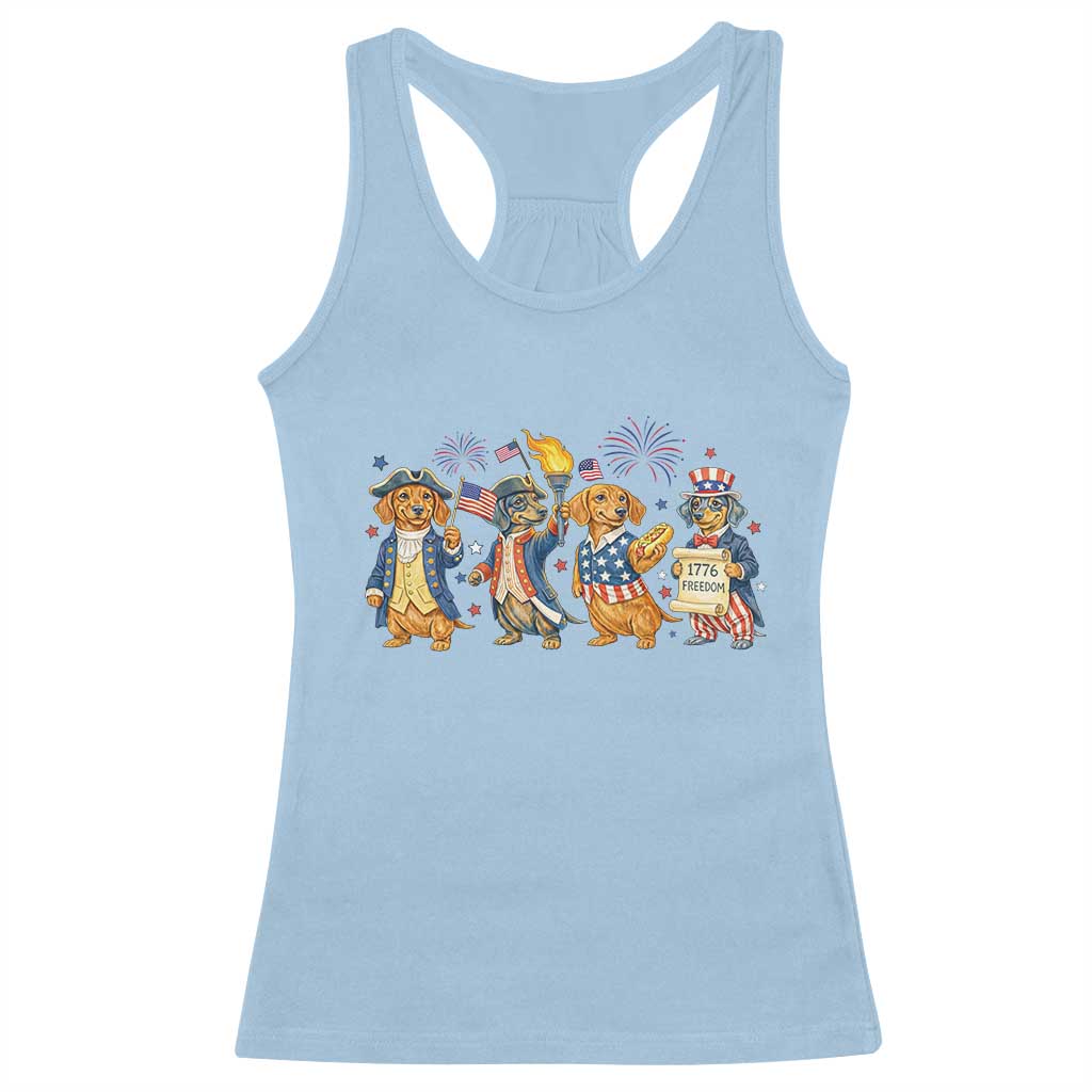 Patriotic Wiener Dog 250th Anniversary Racerback Tank Top Dachshund Lover Gift