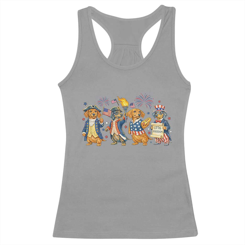 Patriotic Wiener Dog 250th Anniversary Racerback Tank Top Dachshund Lover Gift