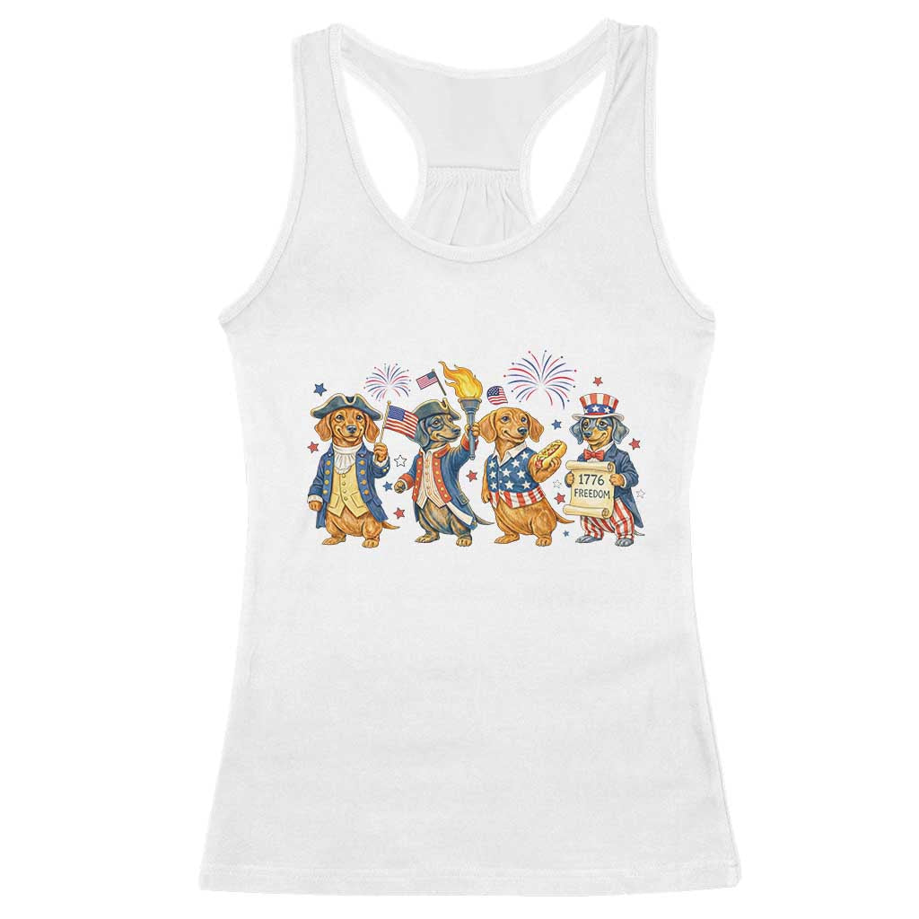 Patriotic Wiener Dog 250th Anniversary Racerback Tank Top Dachshund Lover Gift