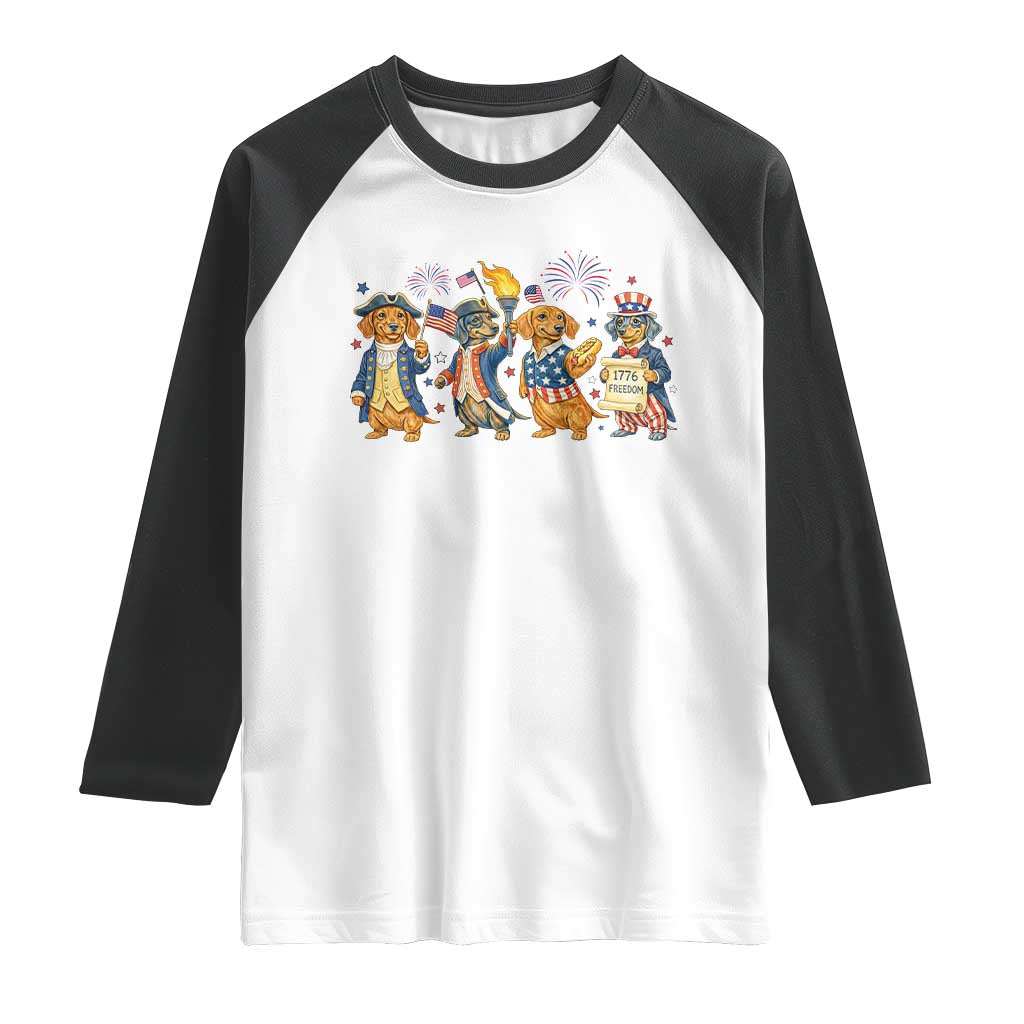 Patriotic Wiener Dog 250th Anniversary Raglan Shirt Dachshund Lover Gift