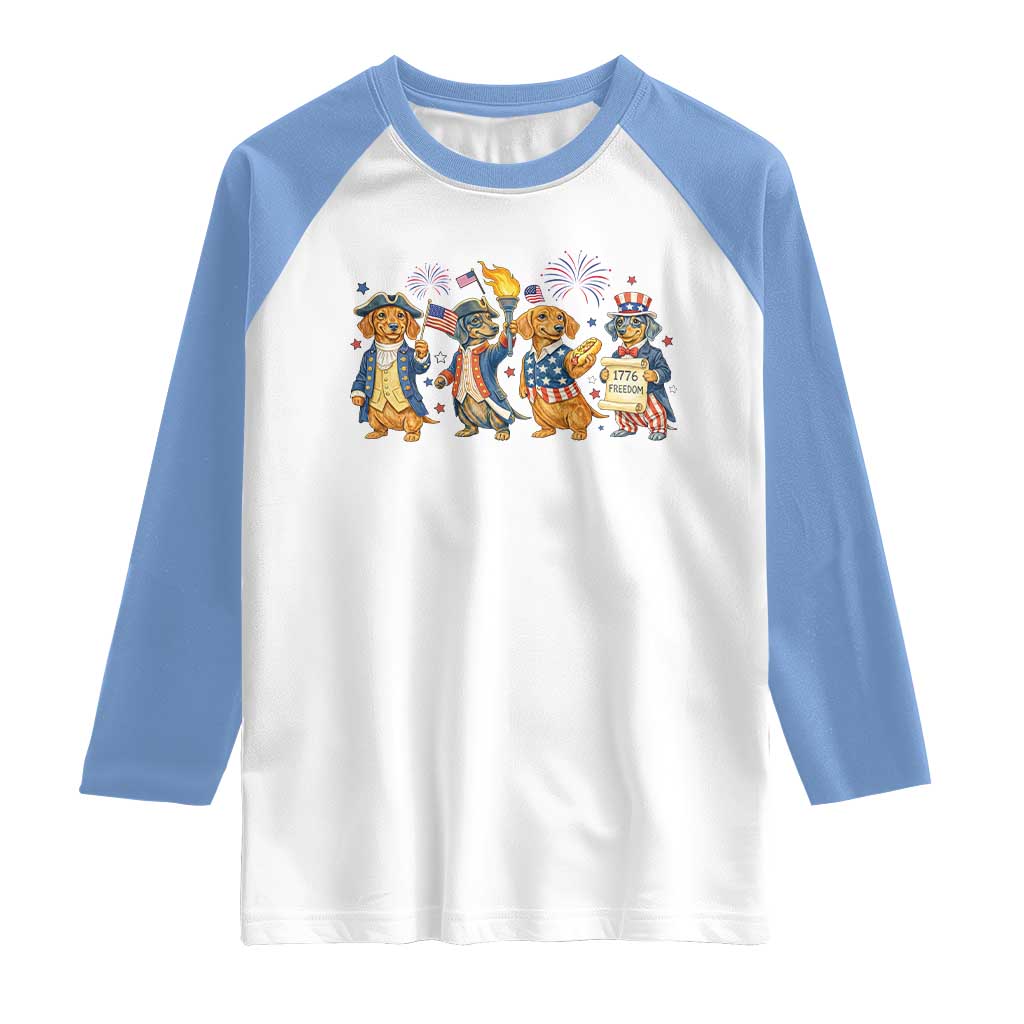 Patriotic Wiener Dog 250th Anniversary Raglan Shirt Dachshund Lover Gift