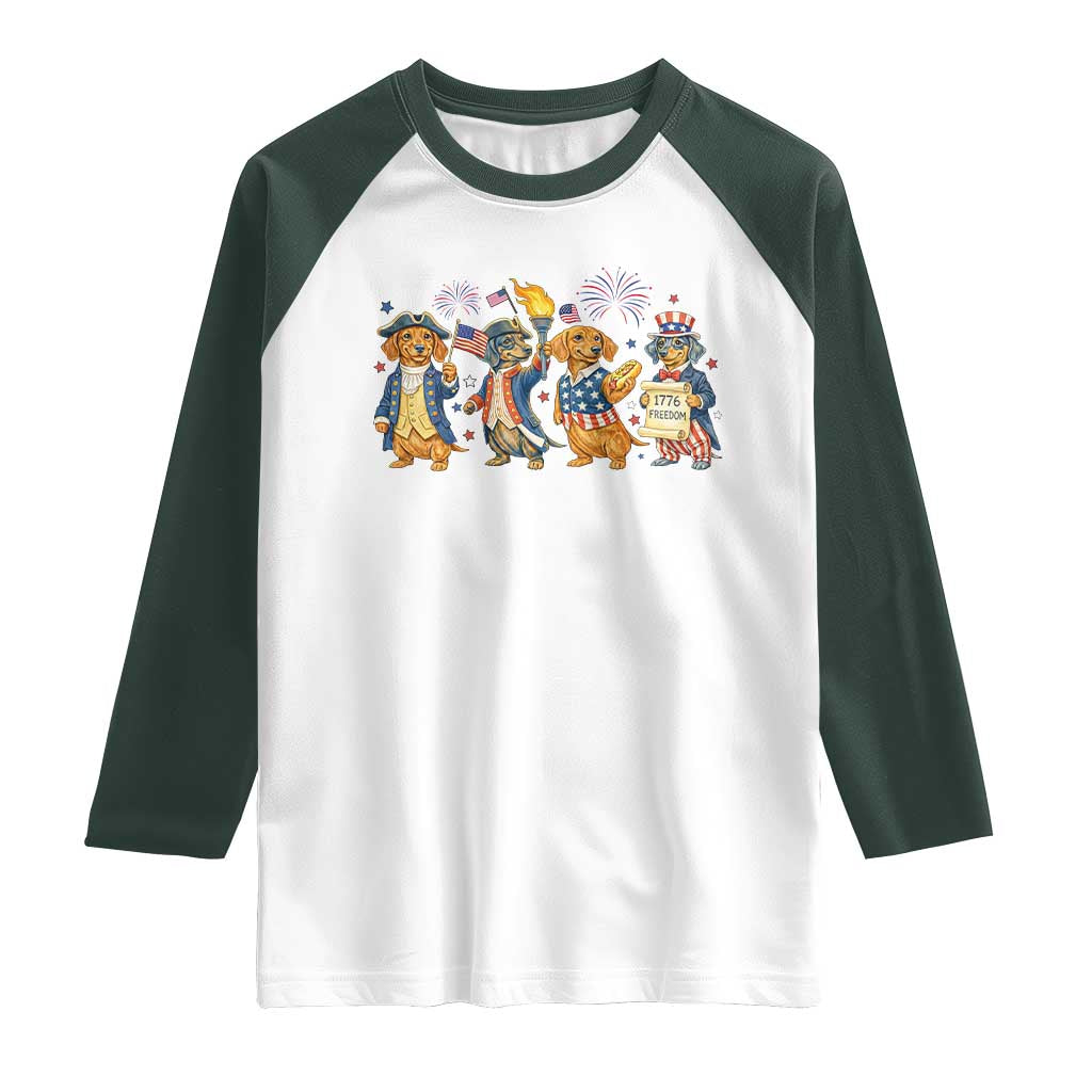 Patriotic Wiener Dog 250th Anniversary Raglan Shirt Dachshund Lover Gift