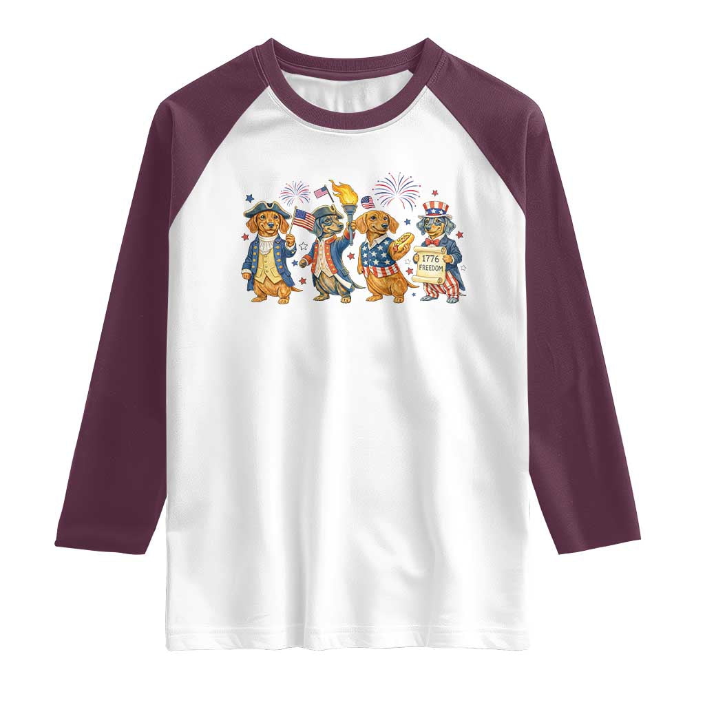 Patriotic Wiener Dog 250th Anniversary Raglan Shirt Dachshund Lover Gift
