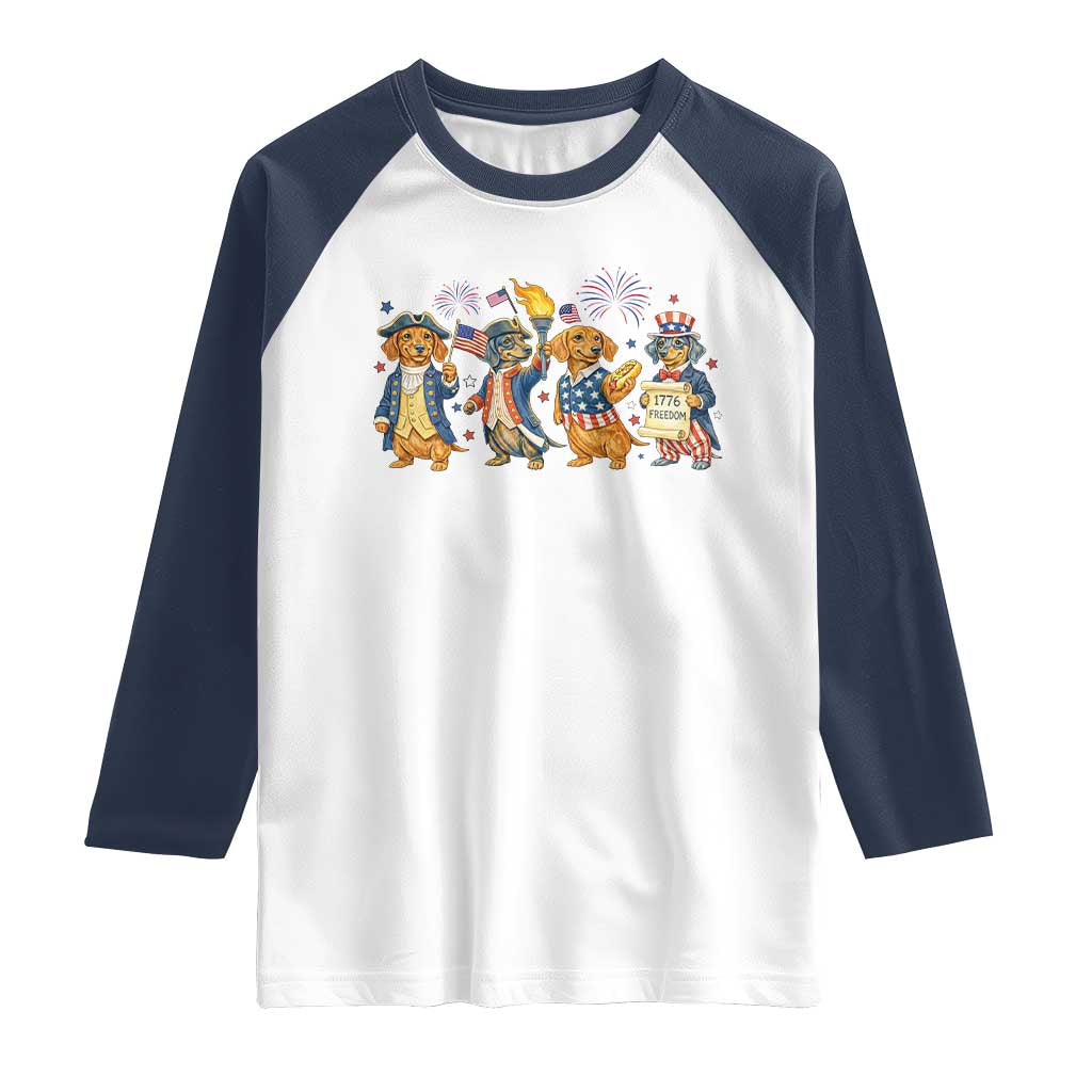 Patriotic Wiener Dog 250th Anniversary Raglan Shirt Dachshund Lover Gift