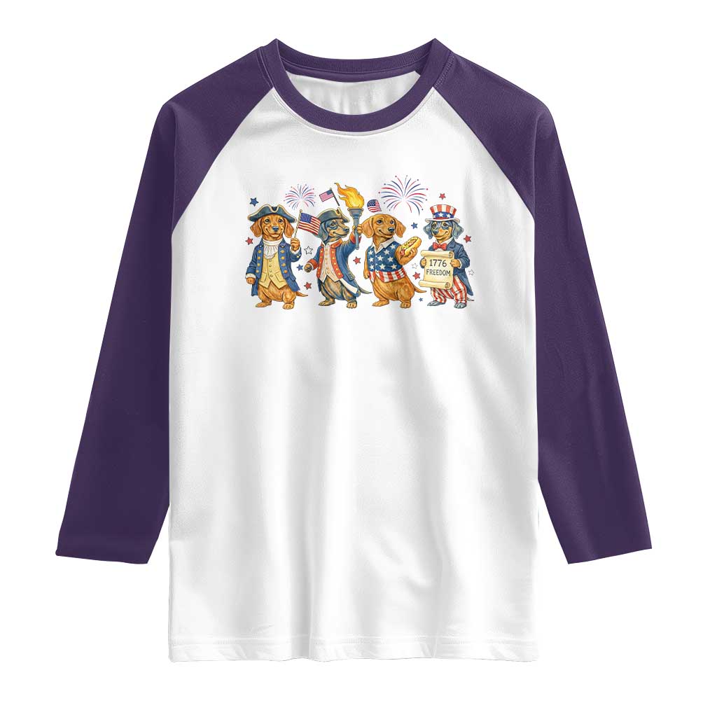 Patriotic Wiener Dog 250th Anniversary Raglan Shirt Dachshund Lover Gift