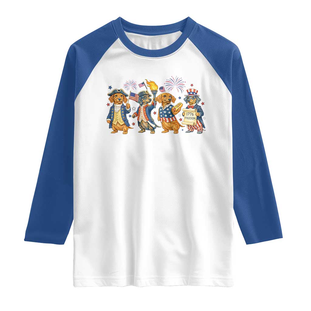 Patriotic Wiener Dog 250th Anniversary Raglan Shirt Dachshund Lover Gift