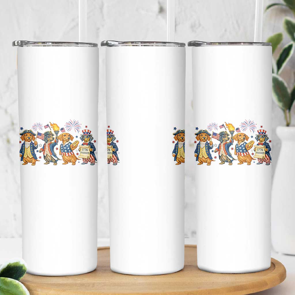 Patriotic Wiener Dog 250th Anniversary Skinny Tumbler Dachshund Lover Gift