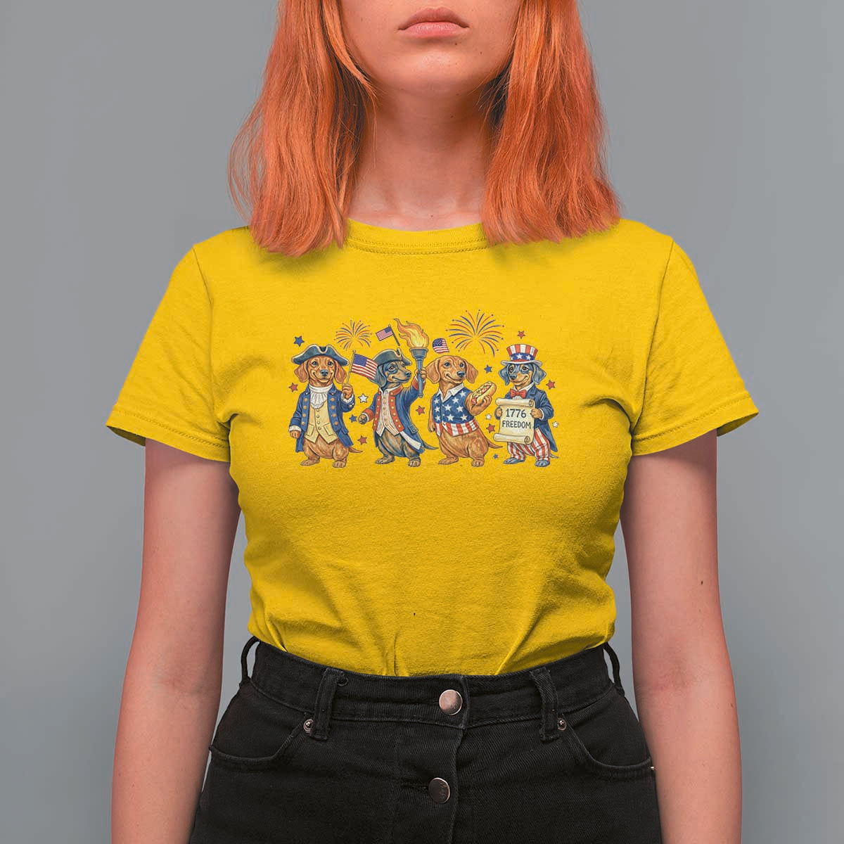 Patriotic Wiener Dog 250th Anniversary T Shirt For Women Dachshund Lover Gift