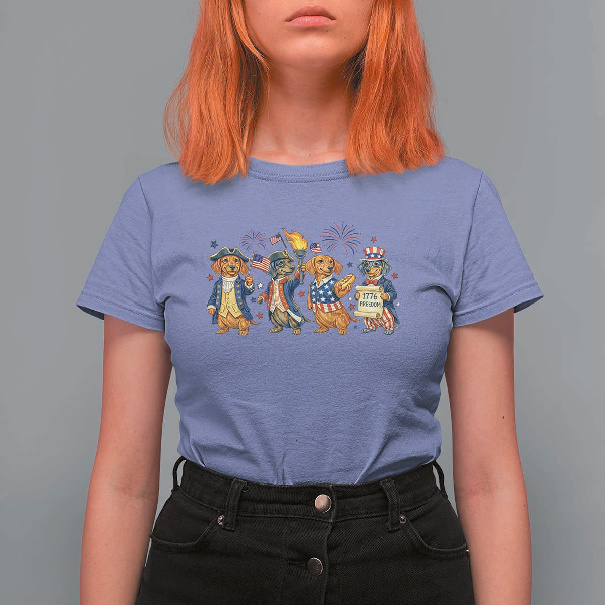 Patriotic Wiener Dog 250th Anniversary T Shirt For Women Dachshund Lover Gift