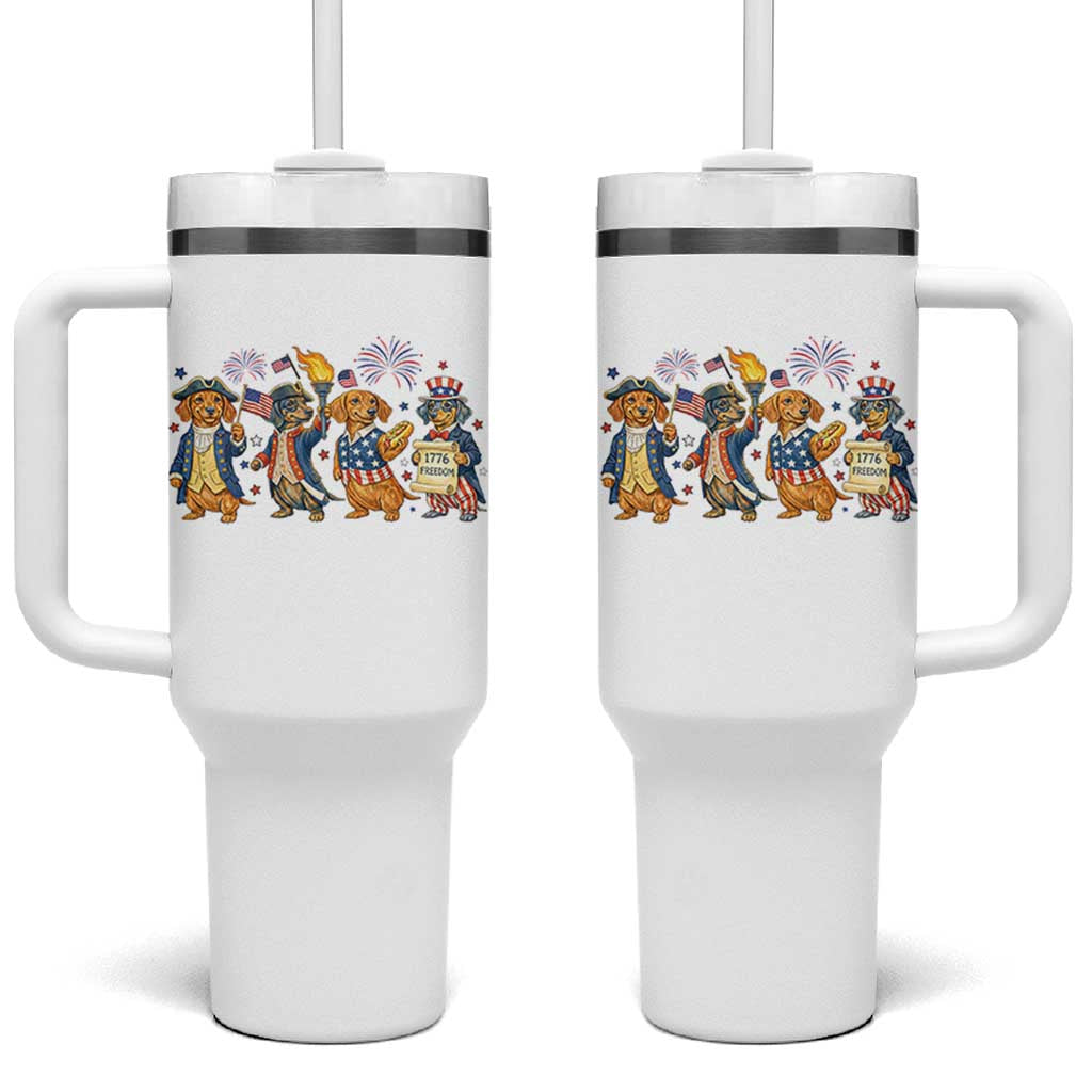 Patriotic Wiener Dog 250th Anniversary Tumbler With Handle Dachshund Lover Gift