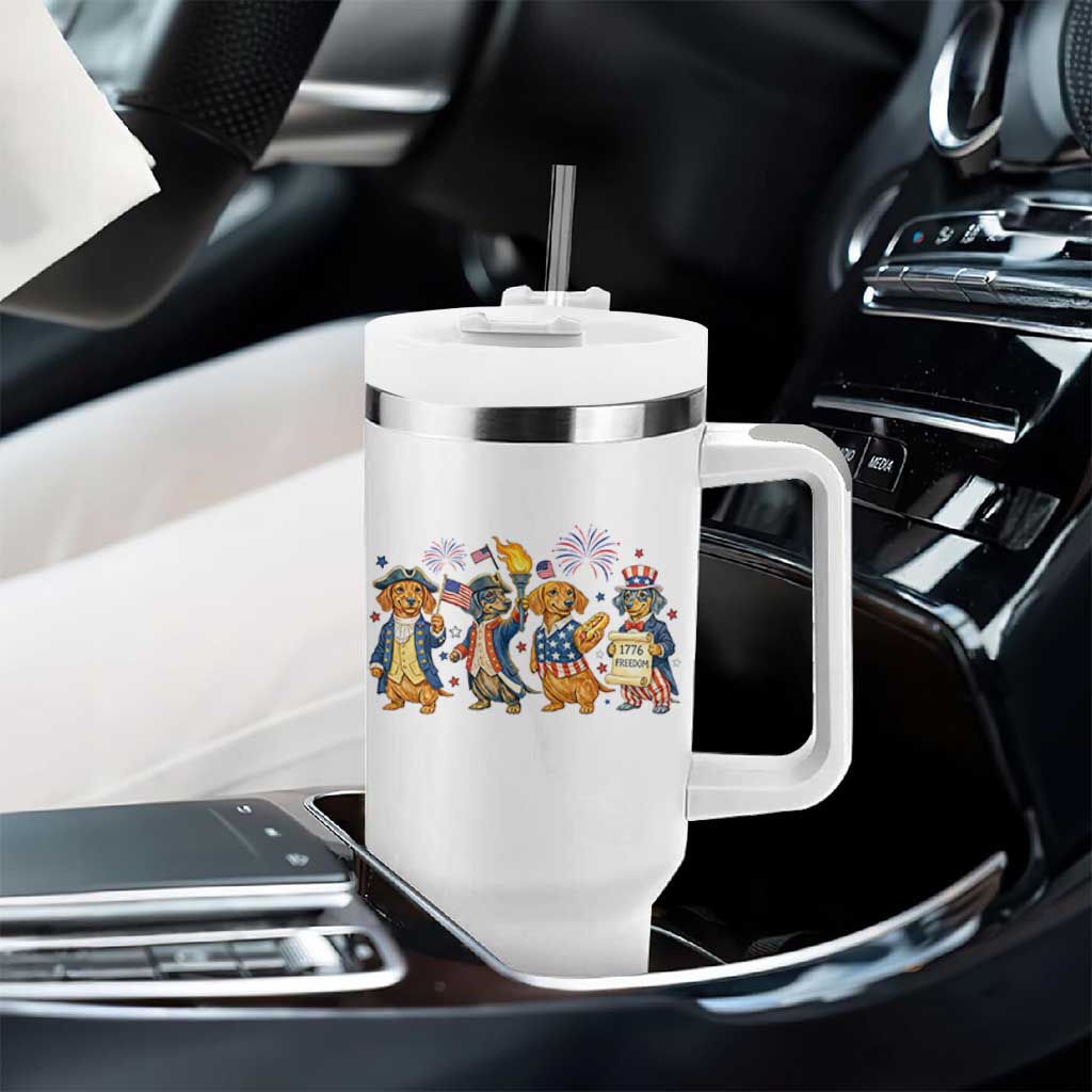 Patriotic Wiener Dog 250th Anniversary Tumbler With Handle Dachshund Lover Gift