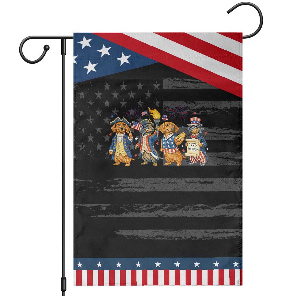 Patriotic Wiener Dog 250th Anniversary Garden Flag Dachshund Lover Gift